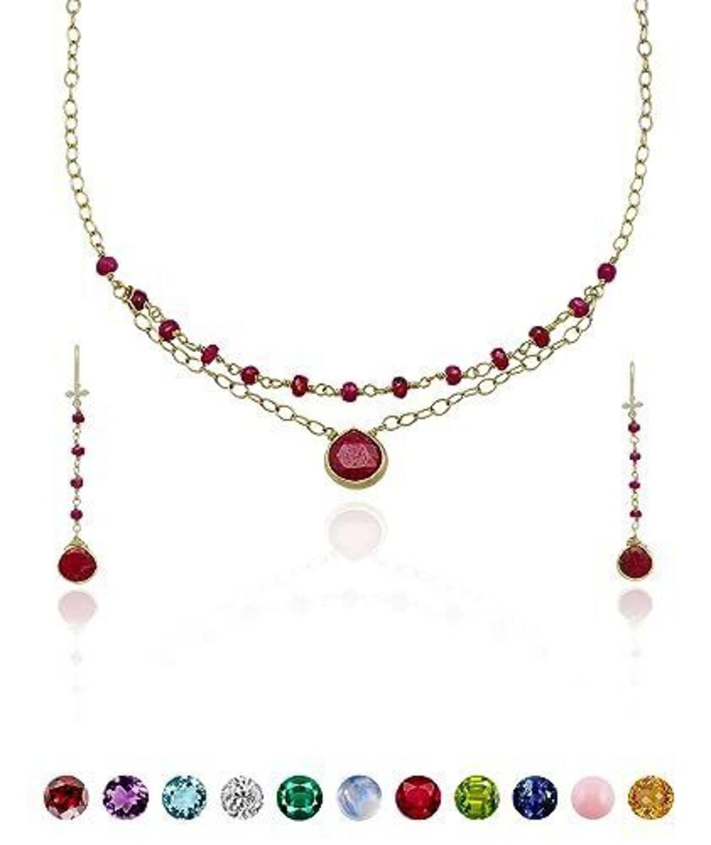 3827 Ruby Necklace - Authentic 925 Sterling Silver Necklace 18K Gold